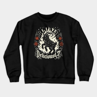 Occult Goat - Live Deliciously - Vintage Witch Woodcut Crewneck Sweatshirt